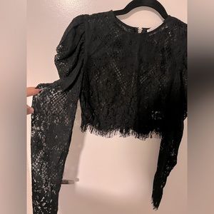 Naked Wardrobe black lace crop top